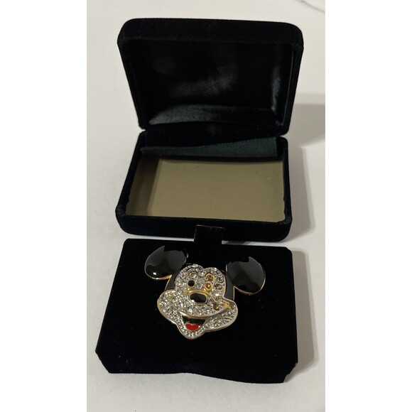 Disney Smiling Mickey Mouse Pin or Brooch With Crystals & Enameled - Picture 3 of 6